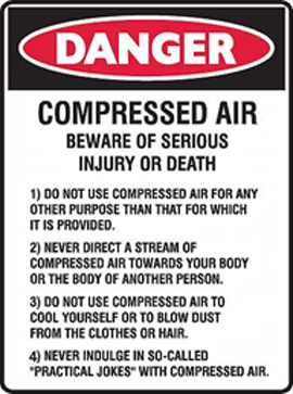 dangers of compressed air poster