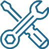 Flat Icon of a spanner and screwdriver crossed over